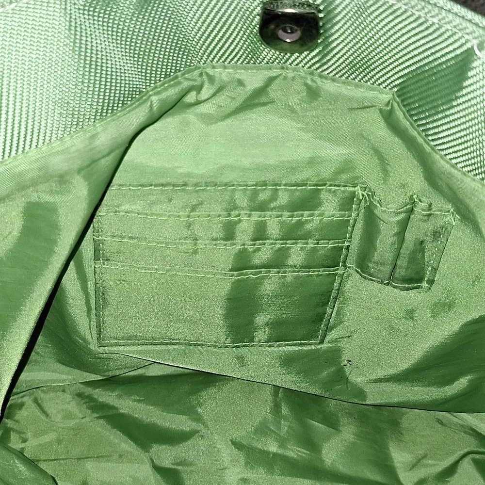 Vintage Tommy Hilfiger canvas handbag purse - green/brown leather - Picture 13 of 16